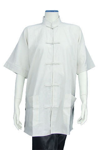 Short-sleeve Mandarin Collar Duangua (Cotton Linen)